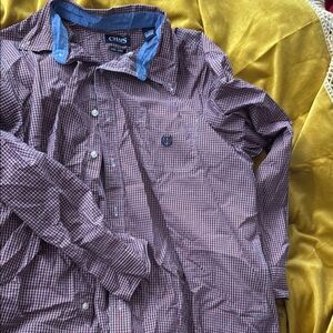 Chaps Red and Blue Casual Button Down Shirt